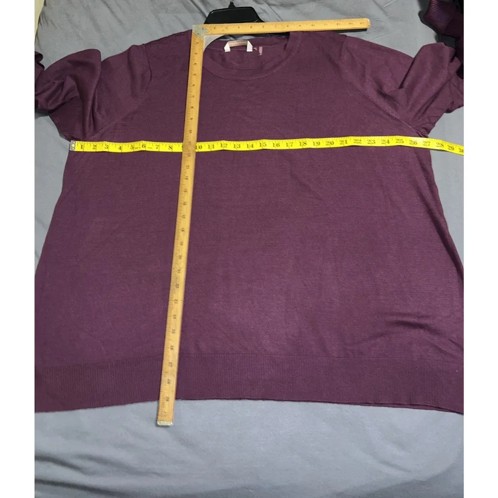 SOFT SURROUNDINGS Sweater Plus Size 2X/3X Burgundy Ribbed Trim/Hem LS Knit Top